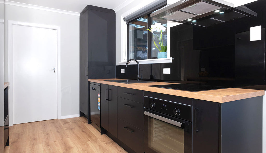 A Sleek, Black Kitchen in Palmerston North